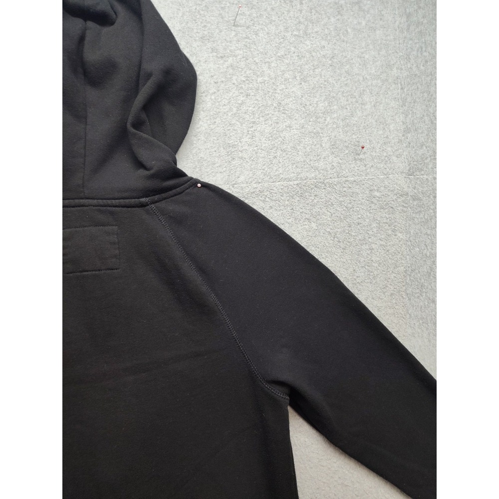 True Religion Women Sweater Dress L Black Hooded Pockets 1/4 Zip Logo Casual - Picture 11 of 16